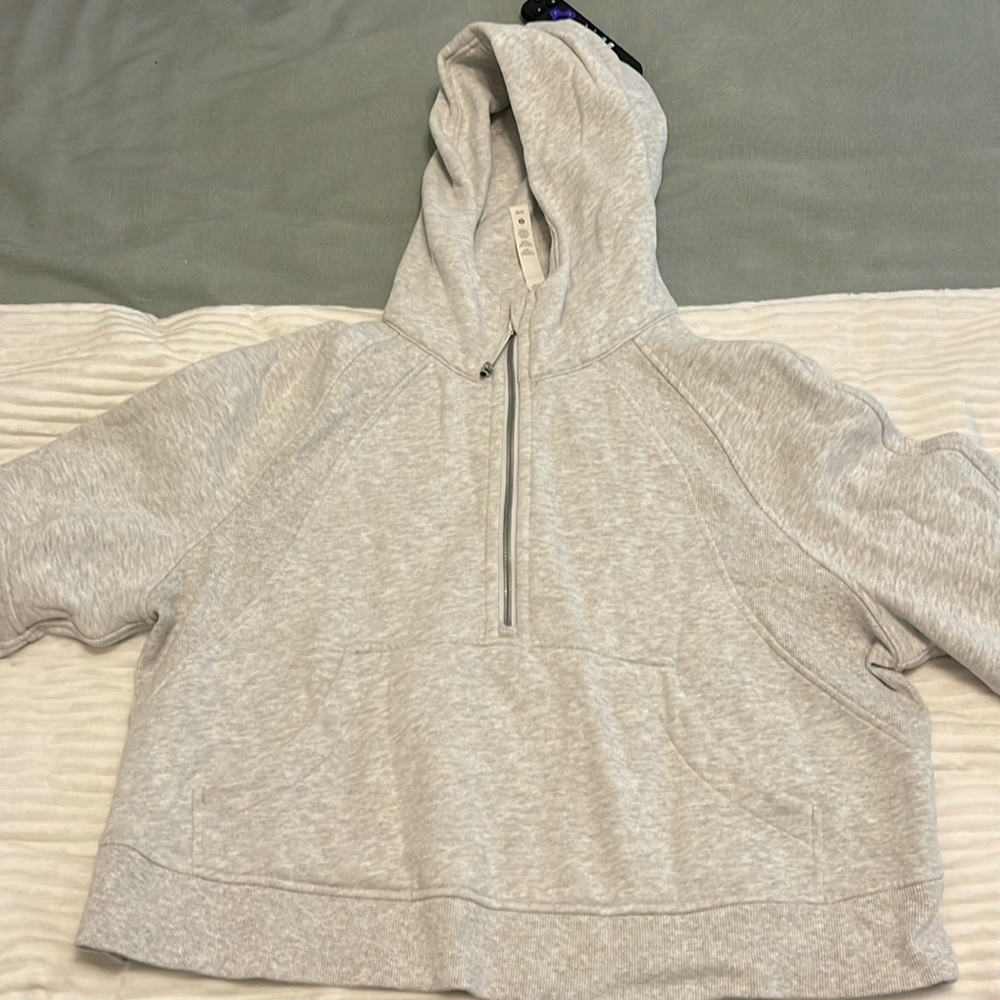 Light grey Lululemon, cropped scuba hoodie